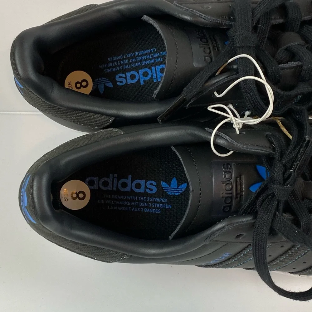 Adidas Superstar Shoes Mens 8 Denim Pack Black Leather Sneaker Classic NEW